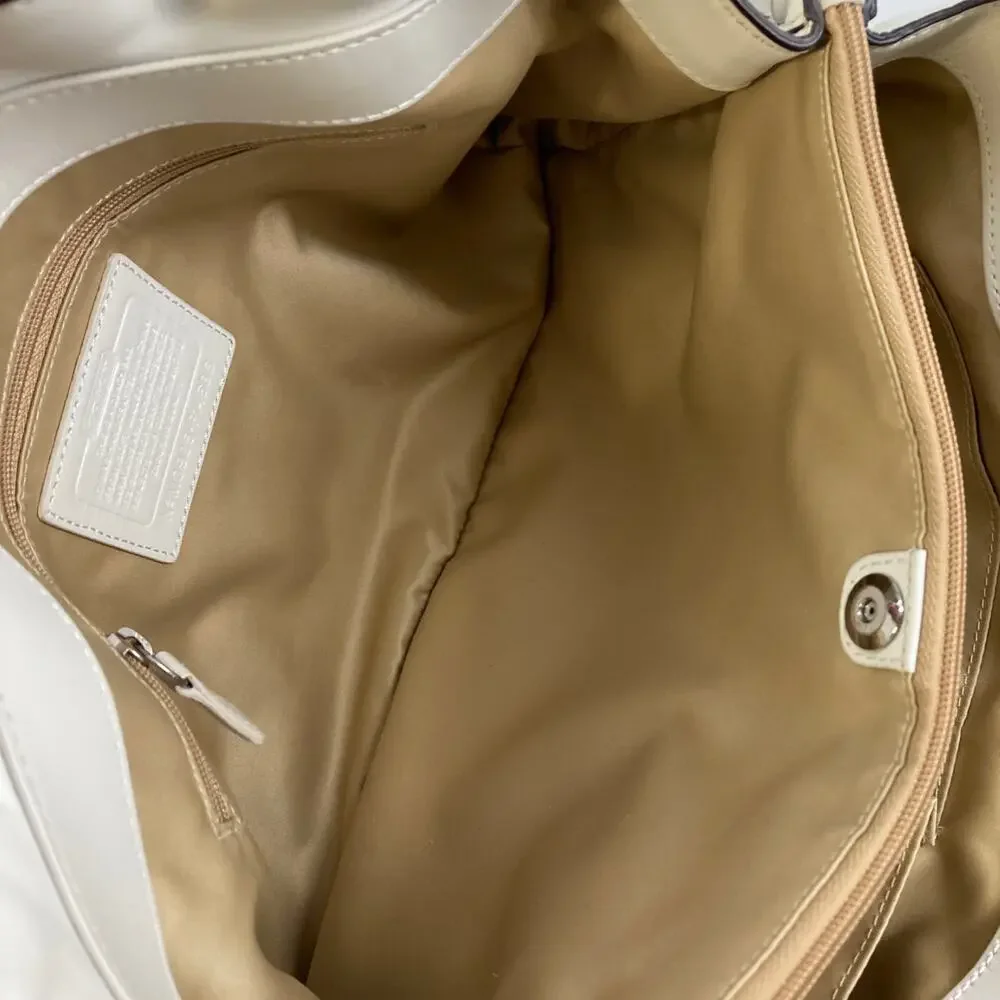 COACH F14686 WHITE AND YELLOW PEBBLEED LEATHER HANDBAG